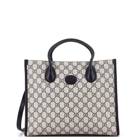 Gucci Handbags - Gucci Structured Top Handle Open Tote GG Coated Canvas Small Blue
